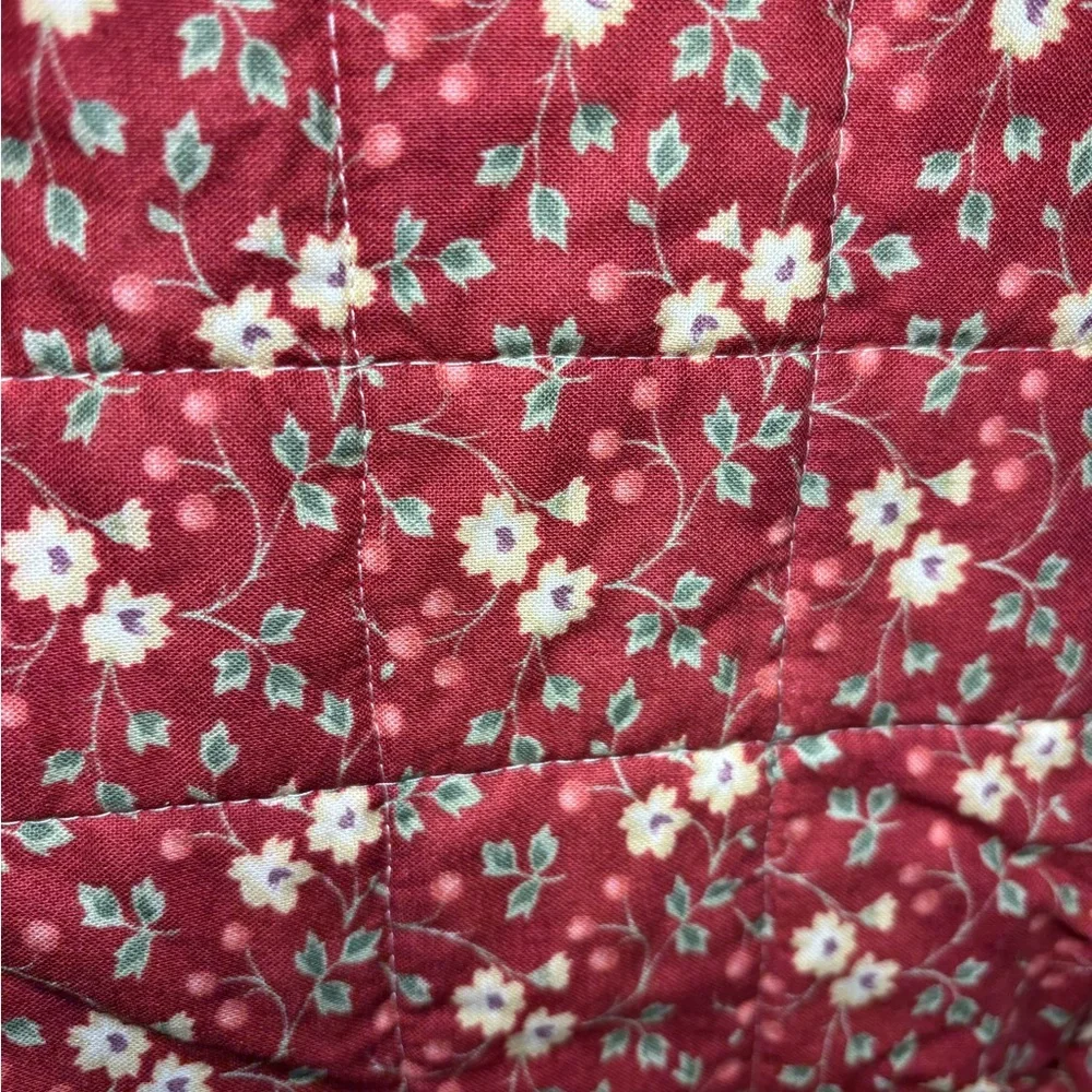 Alphabet Patchwork Quilt Handmade Stitched Floral Back Moody Cozy 34” X 33.5”